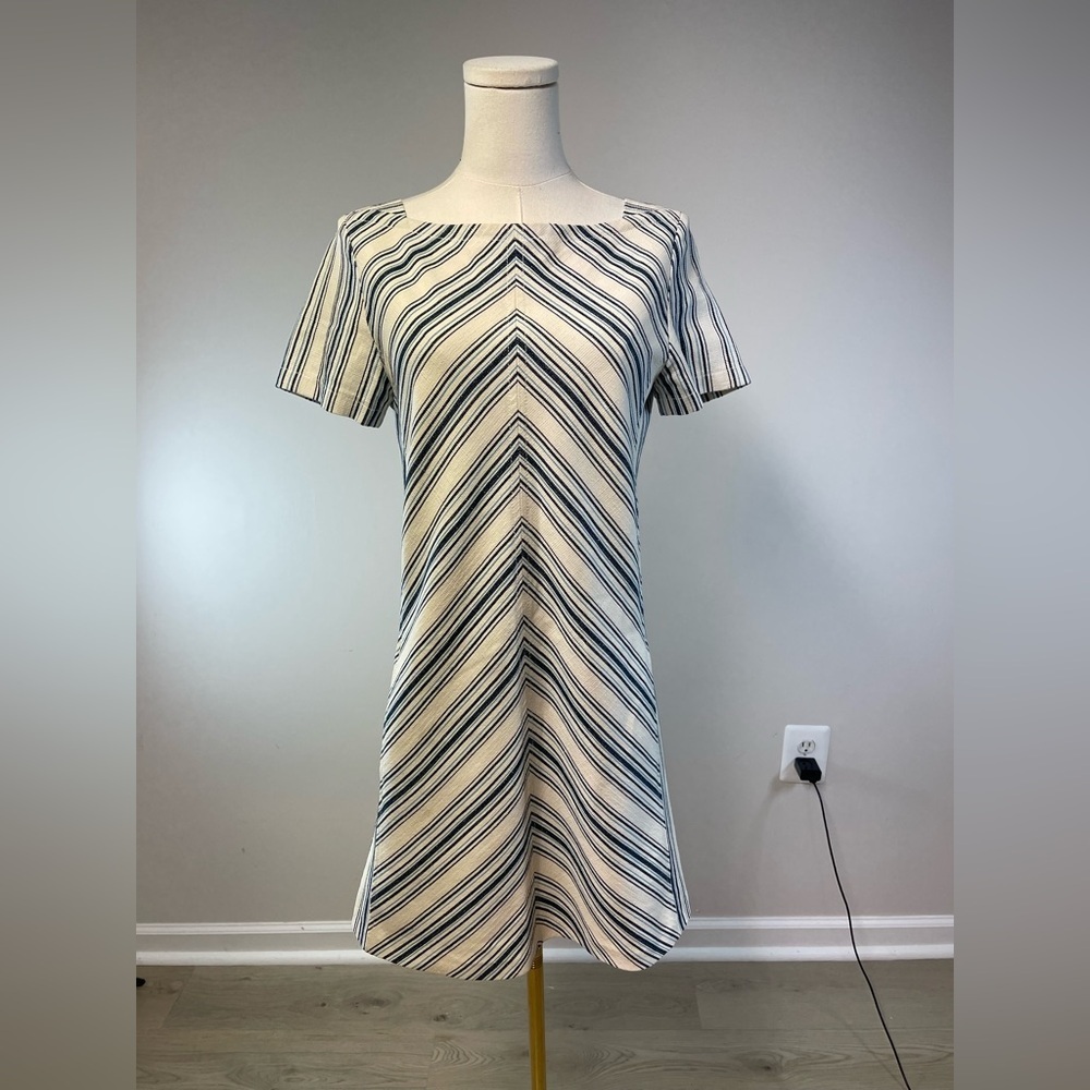 See By Chloe Cotton Linen Mix Stripe Shift Dress - Picture 3 of 16